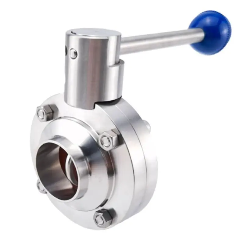 Butt Welded Sanitary Butterfly Valve with Lever Handles